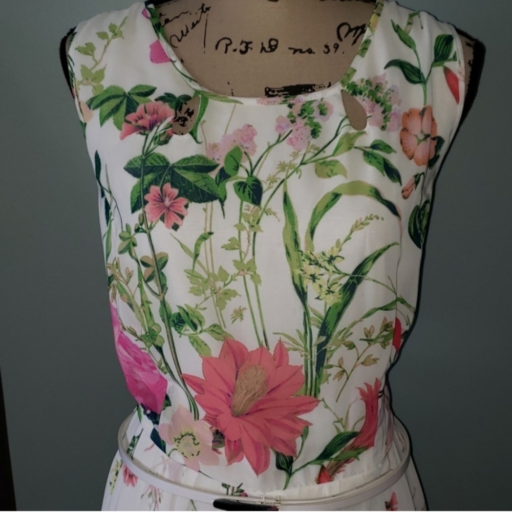 Danny & Nicole Sheer Chiffon Flora Botanical Overlay Plus Size Dress Size 18 - Picture 2 of 11